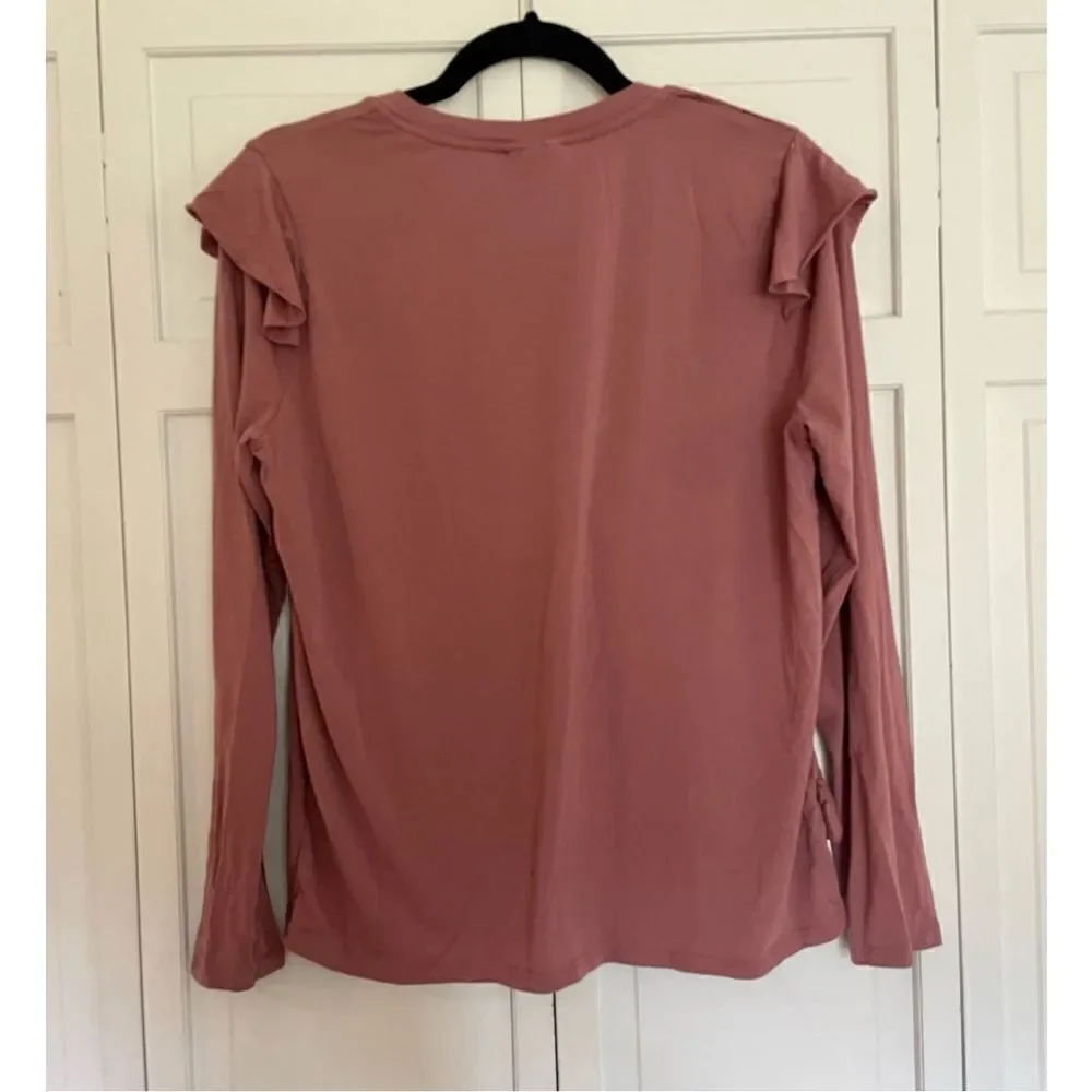 Top shop pink ruffle long sleeve blouse 8